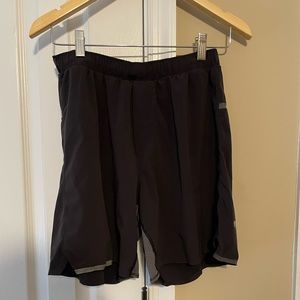 Men’s Black Lululemon Surge Shorts. Inseam 6’